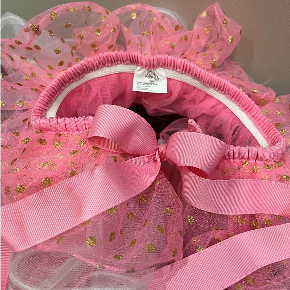 Pink Gold Polka Dot Tulle Tutu Skirt Ballet Dance Girls Princess‎ Party 12M